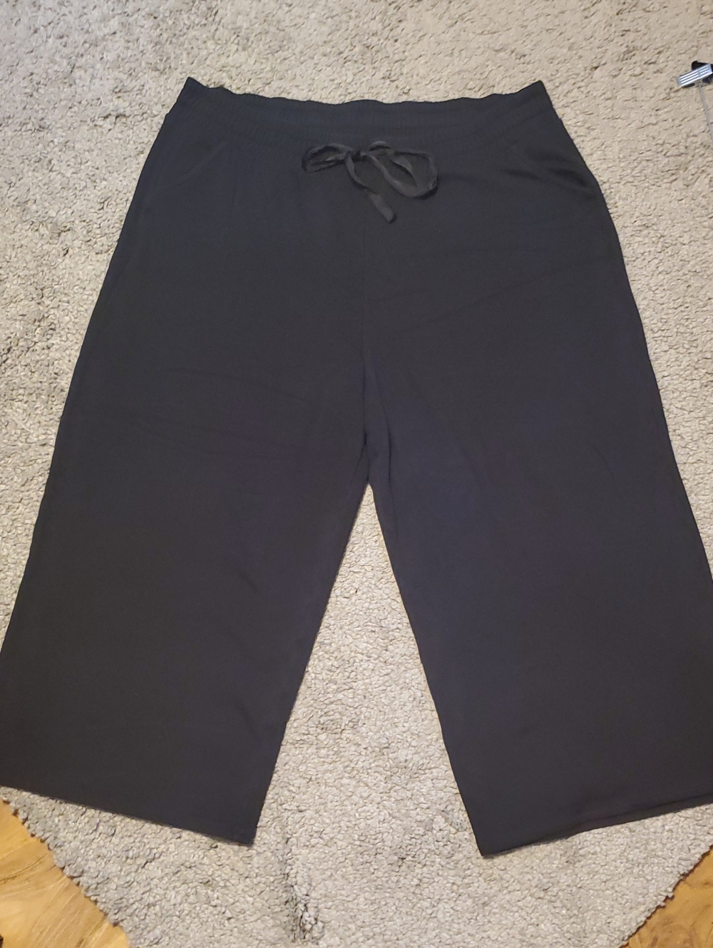 Torrid Black Silk Drawstring Fleece Lined Wide-Leg Lounge Pants
